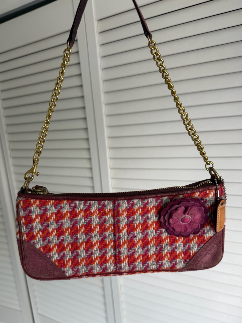Y2K Coach Tweed Mini Shoulder Bag Baguette 8F44